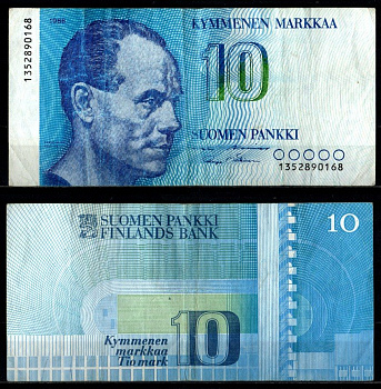 Финляндия 10 марок 1986 Pick 113 a (16) бумага 2198-7-2-2