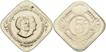 Нидерланды 5 центов 1970 25 лет освобождению Нидерландов от фашистских захватчиков X 8 медь цинк никель 4141-133