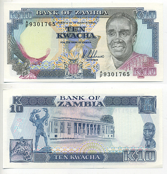 Замбия 10 квач ND (1989-1991) Кеннет Каунда, жираф, подпись Nkhoma Pick 31 a бумага UNC (пресс) 2192-50-1