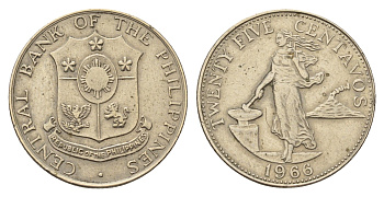 Филиппины 25 сентаво 1966 KM 189 медь цинк никель 4114-112