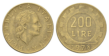 Италия 200 лир 1978 R, шестерня KM 105 алюминиевая бронза 4704-833