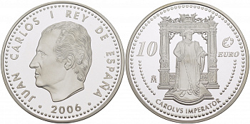 Испания 10 евро 2006 M, Выдающиеся европейцы - Карл V KM 1122 серебро PROOF 11-262-12