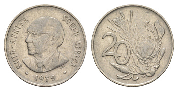 ЮАР 20 центов 1979 Окончание президентства Николааса Дидерихса KM 102 никель    4603-942