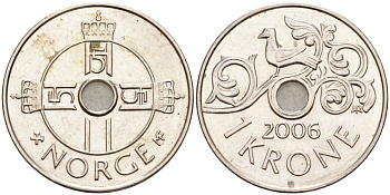 Норвегия 1 крона 2006 Харальд V (1992-) KM 462 медно-никель 4582-745