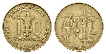 Западная Африка (ВСЕАО) 10 франков 1982 KM 10 медь алюминий никель 4114-152