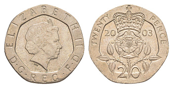 Великобритания 20 пенсов 2003 Елизавета II (1952-2022) KM 990, Spink 4630 (G3) медно-никель 4639-928