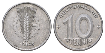 ГДР 10 пфеннигов 1948 A KM 3 алюминий 4627-937