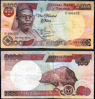 Нигерия 100 найра 1999 Обафеми Аволово, гора Зума Ро Pick 28 b бумага 8592-54-1-2