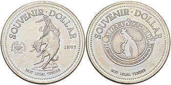Канада жетон 1982 Souvenir dollar, брилиантовый юбилей родео в Калгари никель 4590-835