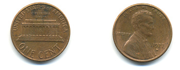 США 1 ЦЕНТ 1977 D, ЛИНКОЛЬН KM 201 медь цинк 179-337