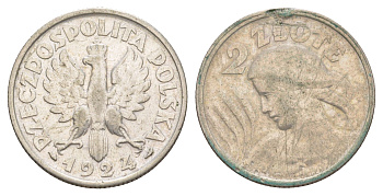 Польша 2 злотых 1924 Y 16 серебро 1527-323