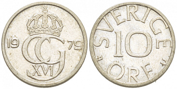 Швеция 10 эре 1979 U Карл XVI Густав (1973- ) KM 850 медно-никель 3955-341