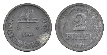 Венгрия 2 филлера 1944 BP KM 519 цинк 4664-917