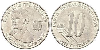 Эквадор 10 сентаво 2000 KM 106 нержавеющая сталь 4611-865