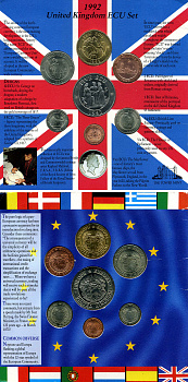 Великобритания набор из 7 монет экю 1992 в картонном буклете    BUNC 00-00