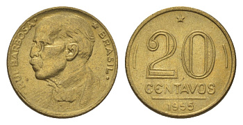 Бразилия 20 сентаво 1955 Руй Барбоза ди Оливейра KM 562 алюминиевая бронза aUNC 4625-955