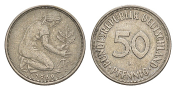 ФРГ 50 пфеннигов 1969 J KM 109.1, J. 384 медно-никель 4636-1128