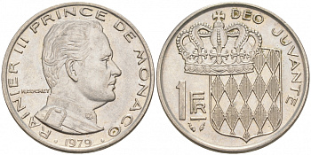 Монако 1 франк 1979 Ренье III (1949-2005) KM 140 никель 73-1242