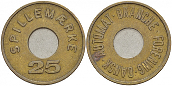 ДАНИЯ ЖЕТОН ИГРОВОЙ ND ЯРМАРКА РАЗВЛЕЧЕНИЙ 25, SPILLENMAERKE желтый металл 4544-926