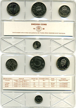 Швеция набор из 4 монет 1989 Карл XVI Густав (1973- ) официальный набор монетного двора UNC 2-4-1-39