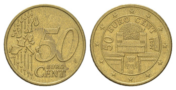 Австрия 50 евроцентов 2002 Венский сецессион KM 3087 нордик 4629-347