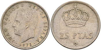 Испания 25 песет 1975 (80) Хуан Карлос I (1975-2014) KM 808 медно-никель 4572-1033