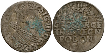 Польша, Эльбинг трояк (3 гроша) 1622 Сигизмунд III Ваза (1587-1632), Монетный двор Краков, герб "Сас" - управляющий монетного двора Миколай Данилович в 1616-1624 Iger K.22.1.a, KM 31 серебро 4160-268