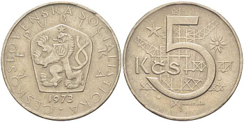 Чехословакия 5 крон 1973 KM 60 медно-никель 51-4445