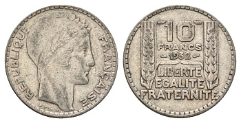 Франция 10 франков 1932 KM 878 серебро 4673-1154