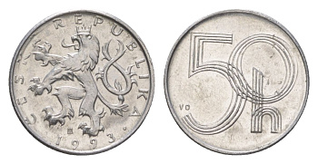 Чехия 50 геллеров 1993 KM 3 алюминий aUNC 4627-753