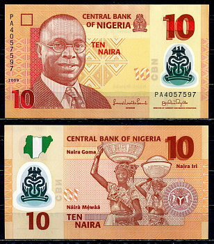 Нигерия 10 найра 2009 Pick 33 d пластик UNC (пресс) 6299-38-3-2