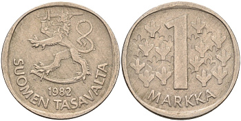 Финляндия 1 марка 1982 KM 49а медно-никель 4586-654
