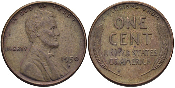 США 1 ЦЕНТ 1950 D, ЛИНКОЛЬН KM А132 медь цинк 26-1063