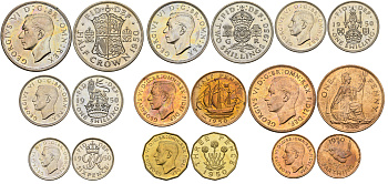 Великобритания годовой набор из 9 монет 1950 Георг VI (1936-1952) KM PS 23, Spink PS17 PROOF 7-1-1-03