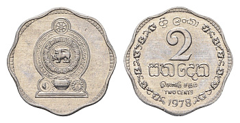 Шри-Ланка 2 цента 1978 KM 138 алюминий UNC 4643-625