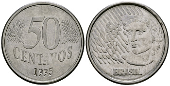 Бразилия 50 сентаво 1995 KM 635 нержавеющая сталь 4167-256