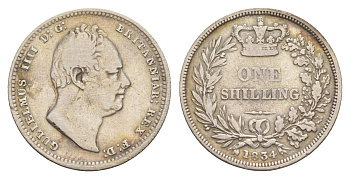 Великобритания 1 шиллинг 1834 Вильгельм IV (1830-1837) KM 713, Spink 3835 серебро 1526-442