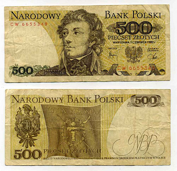 Польша 500 злотых 1982 Тадеуш Костюшко Pick 145 d бумага 8588-1-3-2