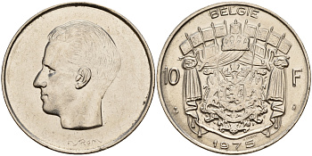 Бельгия 10 франков 1975 Belgie KM 156.1 никель    4187-454