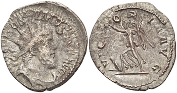 Римская Империя (императоры в Галлии) антониниан 260 - 269 Постум. IMP C POSTVMVS P F AVG / VICTORIA AVG, Виктория с венком и пальмовой ветвью, у ног пленник, Колония Агриппины, Good Very fine RIC 89 биллон 1073-13-75