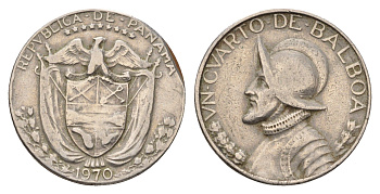 Панама 1/4 бальбоа (25 сентесимо) 1970 KM 11.2a медь плакированная медно-никелем 98-933