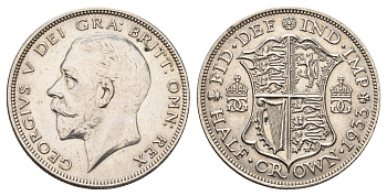 Великобритания 1/2 кроны 1933 Георг V (1910-1936) KM 835, Spink 4037 серебро aUNC 1518-513