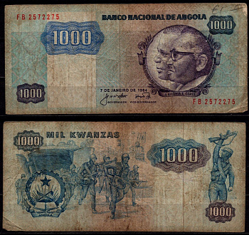 Ангола 1000 кванза 1984 Pick 121 a бумага 6278-61-3-1