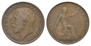 Великобритания 1 пенни 1920 Георг V (1910-1936) KM 810, Spink 4051 бронза 4661-642