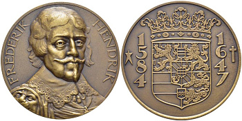 Нидерланды медаль ND Фредерик Генрих Оранский штатгальтер Нидерландов (Голландии и Зеландии) (1625-1647), диаметр 50 мм.      11-267-31