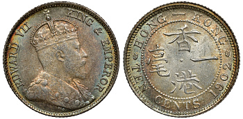 Гонконг 10 центов 1902 Эдуард VII (1901-1910) KM 13 серебро UNC 91-921