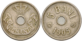 Румыния 5 бани 1905 Кароль I (1881-1914) KM 31 медно-никель 4608-136