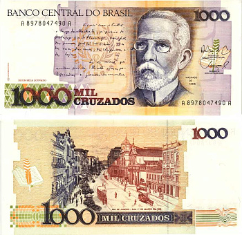 БРАЗИЛИЯ 1000 КРУЗАДО 1988 СЕРИЯ 8978, ПОДПИСЬ 26 Pick 213b бумага UNC (ПРЕСС) 8589-10-3-2