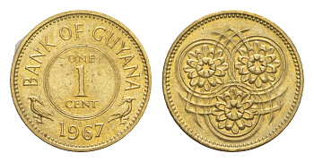 Гайана 1 цент 1967 Республика KM 31 никель латунь UNC 4659-511
