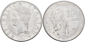 Италия 100 лир 1979 R, FAO, корова с теленком KM 106 нержавеющая сталь 3855-1144